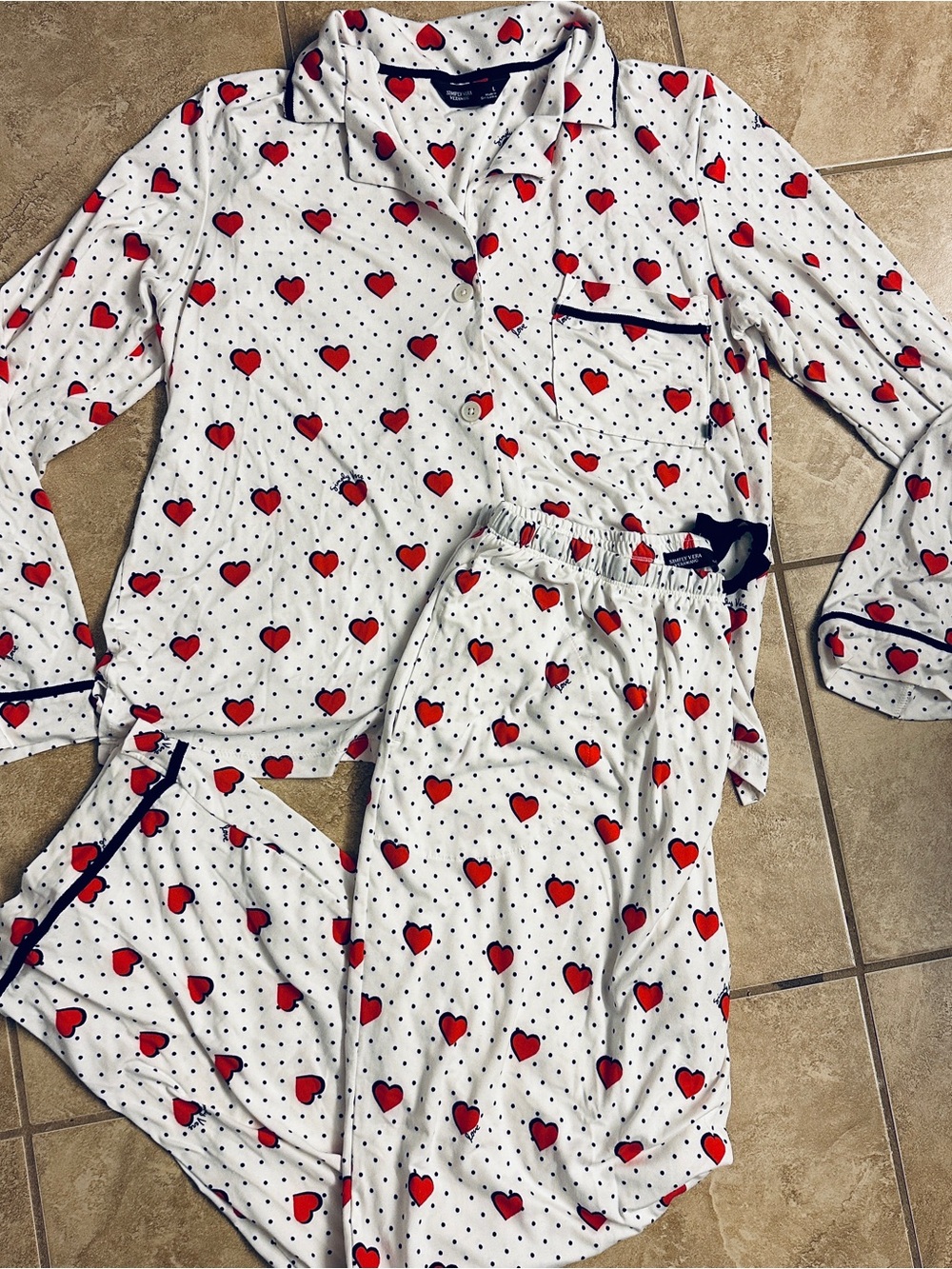 NWOT Vera Wang PJs - Heart Print, Valentine, 2 piece